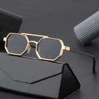 Trendy Metal Double-Beam Sunglasses, Fashionable Business Men's Outdoor Anti-Uv Sunglasses, Personalized Small-Frame Glasses main image 1