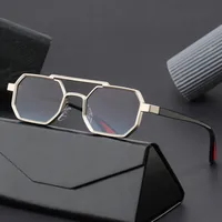 Trendy Metal Double-Beam Sunglasses, Fashionable Business Men's Outdoor Anti-Uv Sunglasses, Personalized Small-Frame Glasses main image 2