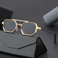 Trendy Metal Double-Beam Sunglasses, Fashionable Business Men's Outdoor Anti-Uv Sunglasses, Personalized Small-Frame Glasses main image 3