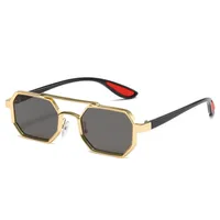 Trendy Metal Double-Beam Sunglasses, Fashionable Business Men's Outdoor Anti-Uv Sunglasses, Personalized Small-Frame Glasses sku image 3