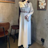 Shrimp  Muslim Clothing Linen Embroidery With Lining Dress Floral Embroidery main image 1