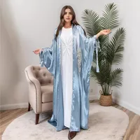 Trade Elegant Simple Middle East Turkey Solid Color Plus Size Satin Robe Abaya main image 4