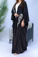 Trade Elegant Simple Middle East Turkey Solid Color Plus Size Satin Robe Abaya sku image 3