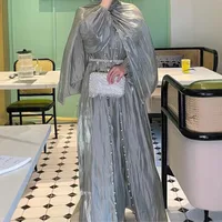 Foreign Trade Women's Muslim Clothing Streamline Yarn Three-piece Set Explosions Dress Robe Abaya main image 1