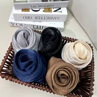 Solid Color Middle East Dubai Turkey Breathable Crepe Bright Silk Scarf Toe Scarf Solid Color main image 1