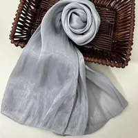 Solid Color Middle East Dubai Turkey Breathable Crepe Bright Silk Scarf Toe Scarf Solid Color sku image 4