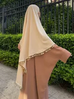 Solid Color Middle East Dubai Turkey Solid Color Single Layer Double Layer Three Layer Sequined Tassel Headscarf sku image 1