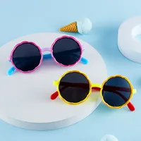 New Children's Sunglasses Fashion Cute Round Frame Wave Sunglasses Trend Baby Cartoon Color Sunglasses main image 1