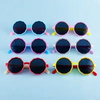 New Children's Sunglasses Fashion Cute Round Frame Wave Sunglasses Trend Baby Cartoon Color Sunglasses main image 2