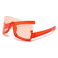 New Large Frame Conjoined Sunglasses  Internet-famous Fashion Windproof Sunglasses  Colorful Frame Sunglasses main image 2