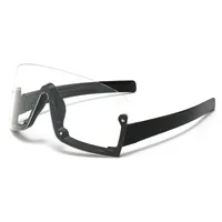 New Large Frame Conjoined Sunglasses  Internet-famous Fashion Windproof Sunglasses  Colorful Frame Sunglasses sku image 2