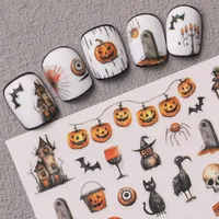 Cartoon Style Vintage Style Crow Pumpkin Cat Nail Stickers Nail Sticker main image 3