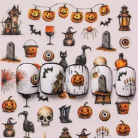 Cartoon Style Vintage Style Crow Pumpkin Cat Nail Stickers Nail Sticker main image 1