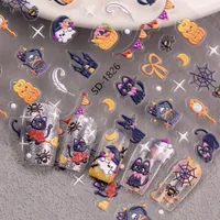 Halloween Style Vintage Style Roman Style Pumpkin Castle Cat Nail Stickers Nail Sticker main image 3