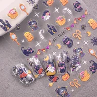 Halloween Style Vintage Style Roman Style Pumpkin Castle Cat Nail Stickers Nail Sticker main image 5