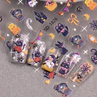 Halloween Style Vintage Style Roman Style Pumpkin Castle Cat Nail Stickers Nail Sticker main image 1