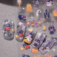 Halloween Style Vintage Style Roman Style Pumpkin Castle Cat Nail Stickers Nail Sticker main image 6