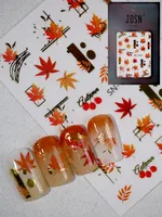 Cartoon Style Retro Maple Leaf Plant Fox Nail Stickers Nail Sticker sku image 3