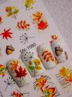 Cartoon Style Retro Maple Leaf Plant Fox Nail Stickers Nail Sticker main image 7