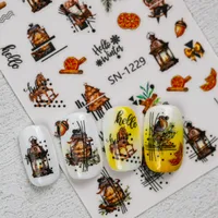 Halloween Style Classic Style Pumpkin Bulb Spider Web Nail Stickers Nail Sticker main image 6