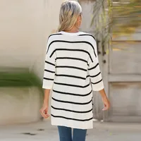Summer 2025 Women's V-neck 7/8 Sleeve Printed T-shirt Casual Versatile Long Style Loose Fit Top  Fashion main image 3