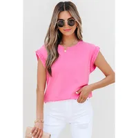 Summer 2025 Women's Casual Style Pure Color Knitted Short Sleeve T-Shirt Round Neck Pullover Top Versatile Commute Essential main image 2