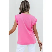 Summer 2025 Women's Casual Style Pure Color Knitted Short Sleeve T-Shirt Round Neck Pullover Top Versatile Commute Essential main image 4