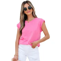 Summer 2025 Women's Casual Style Pure Color Knitted Short Sleeve T-Shirt Round Neck Pullover Top Versatile Commute Essential main image 5