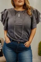 Loose Oversize Women's Short Sleeve T-shirt  Fashion Floral Edge Pure Color Round Neck Pullover Summer New Arrival main image 3
