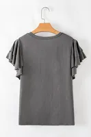 Loose Oversize Women's Short Sleeve T-shirt  Fashion Floral Edge Pure Color Round Neck Pullover Summer New Arrival main image 4