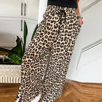 High Waist Drawstring Casual Pants Women's Wide Leg Leopard Print Trendy  Style Summer New Arrival main image 1