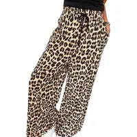 High Waist Drawstring Casual Pants Women's Wide Leg Leopard Print Trendy  Style Summer New Arrival main image 3
