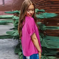 Summer New Loose V-Neck Short Sleeve T-Shirt Women's Commute Simple Match Pure Color Crew Neck Pullover Top Casual Style main image 3