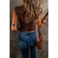 Summer New Style Solid Color Vest Women's Slim Fit Sleeveless Top Simple European Style Casual Wear Comfortable V-Neck T-Shirt main image 4