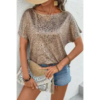 Summer New Round Neck Short Sleeve Women's T-shirt Leopard Print Pullover Top European Style Street Fashion Loose Fit Tee main image 1