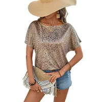 Summer New Round Neck Short Sleeve Women's T-shirt Leopard Print Pullover Top European Style Street Fashion Loose Fit Tee sku image 2