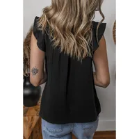 Summer 2025 Women's Pure Color Bell Sleeveless Top Loose V-neck Vest Fashionable Commuting Versatile Cotton Blend Casual Wear main image 2