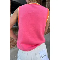 Summer 2025 Women's Round Neck Loose Sleeveless Pullover Vest Fashionable Versatile Beaded Casual Style Color Block Design main image 3
