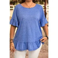 Loose Round Neck Oversize T-Shirt Women Summer New Style Solid Color Short Sleeve Women's Pullover Polyester Rayon Fiber main image 1