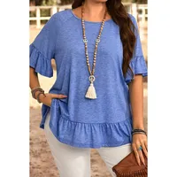Loose Round Neck Oversize T-Shirt Women Summer New Style Solid Color Short Sleeve Women's Pullover Polyester Rayon Fiber main image 2