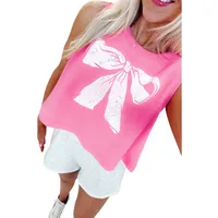 Summer 2025 Sweet Style Women's Pullover Round Neck Vest Butterfly Knot Print Sleeveless Top Fresh And Cute Design Polyester Fabric main image 5