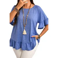 Loose Round Neck Oversize T-Shirt Women Summer New Style Solid Color Short Sleeve Women's Pullover Polyester Rayon Fiber main image 5