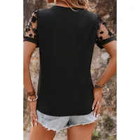Summer 2025 Women's Floral Mesh Splice Short Sleeve T-Shirt Round Neck Oversize Hoodie Street Style High Street Loose Fit Top main image 2