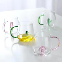 High Borosilicate Glass Three-Dimensional Cartoon Animal Glass, Color Handle Cup Home Gifts Simple Juice Cup main image 3