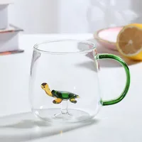 High Borosilicate Glass Three-Dimensional Cartoon Animal Glass, Color Handle Cup Home Gifts Simple Juice Cup sku image 3