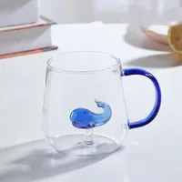 High Borosilicate Glass Three-Dimensional Cartoon Animal Glass, Color Handle Cup Home Gifts Simple Juice Cup sku image 4