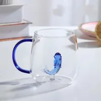 High Borosilicate Glass Three-Dimensional Cartoon Animal Glass, Color Handle Cup Home Gifts Simple Juice Cup sku image 5