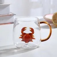 High Borosilicate Glass Three-Dimensional Cartoon Animal Glass, Color Handle Cup Home Gifts Simple Juice Cup sku image 7