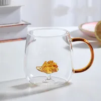 High Borosilicate Glass Three-Dimensional Cartoon Animal Glass, Color Handle Cup Home Gifts Simple Juice Cup sku image 9