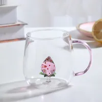 High Borosilicate Glass Three-Dimensional Cartoon Animal Glass, Color Handle Cup Home Gifts Simple Juice Cup sku image 10